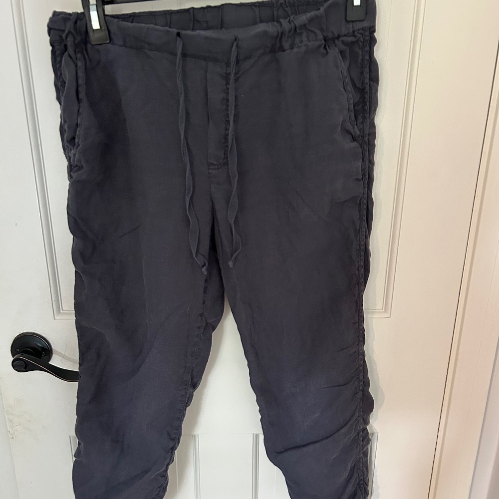Caslon Gray 100% Linen Drawstring Capris